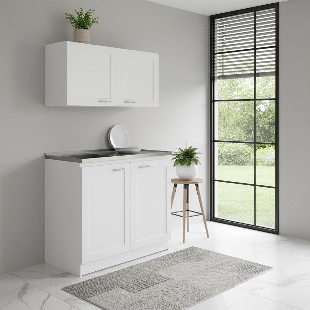 Black and White Wood Accent Cabinet Set with Four Doors - 42-inch