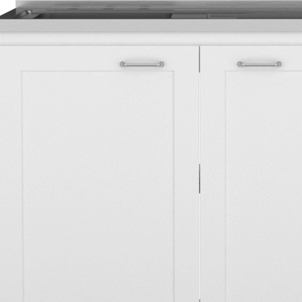 Black and White Wood Accent Cabinet Set with Four Doors - 42-inch