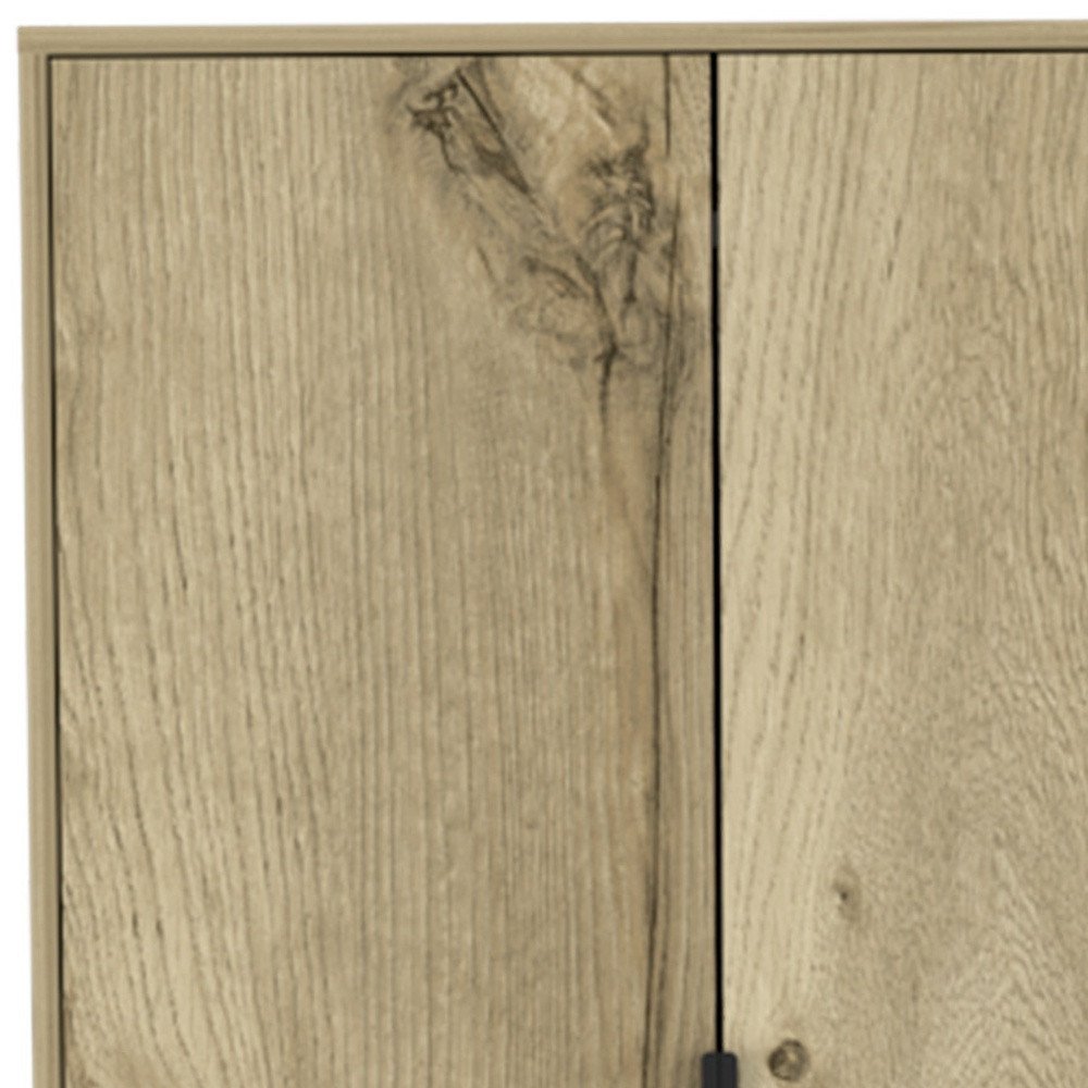 Oak Wood Two Door Single Drawer Combo Dresser - 74-inch