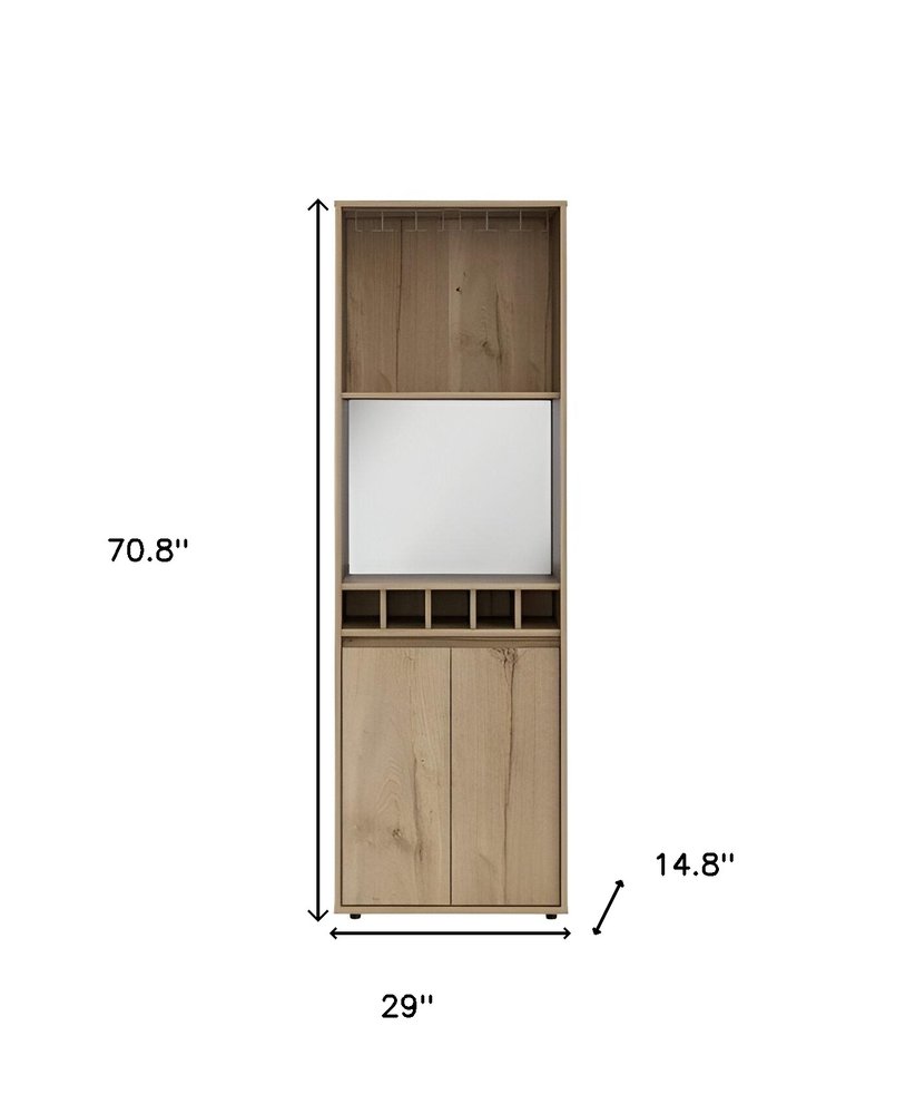 Oak Wood Bar Cabinet with Two Doors - 23-inch