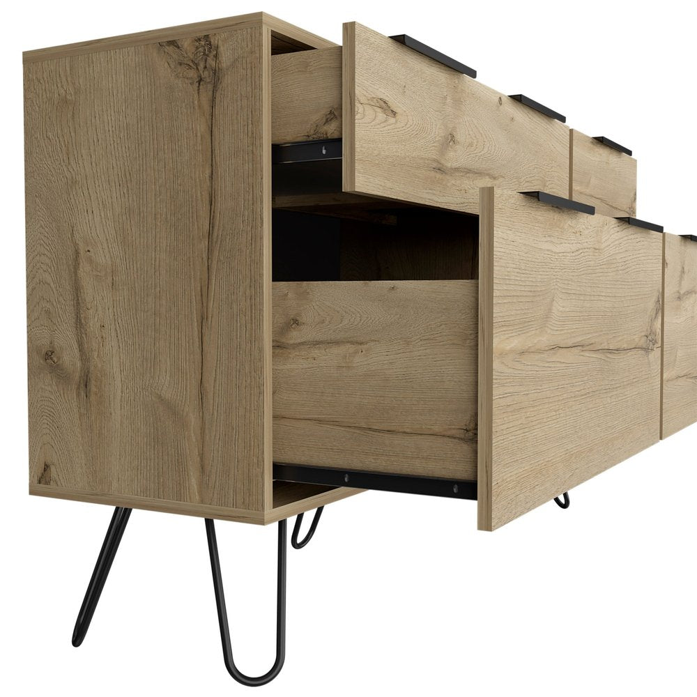 Brown and Black Wood Four Drawer Double Dresser - 47-inch