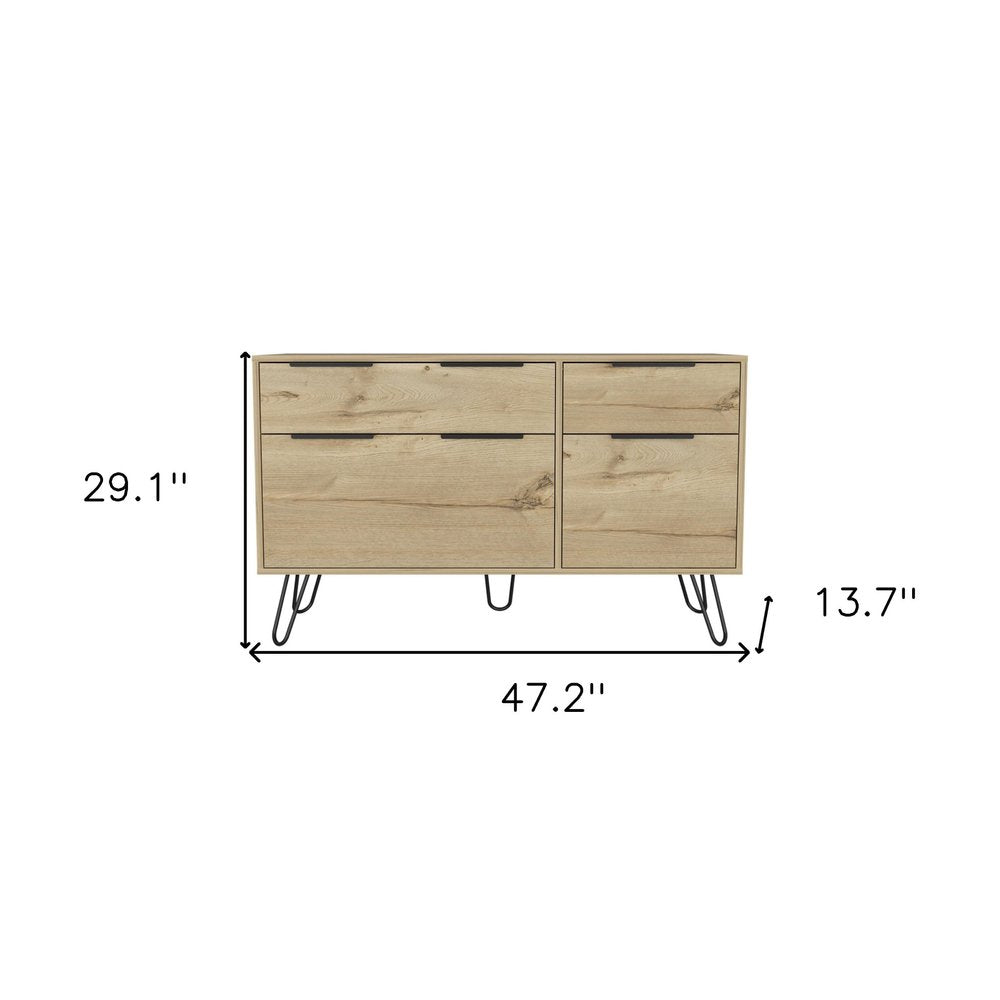 Brown and Black Wood Four Drawer Double Dresser - 47-inch