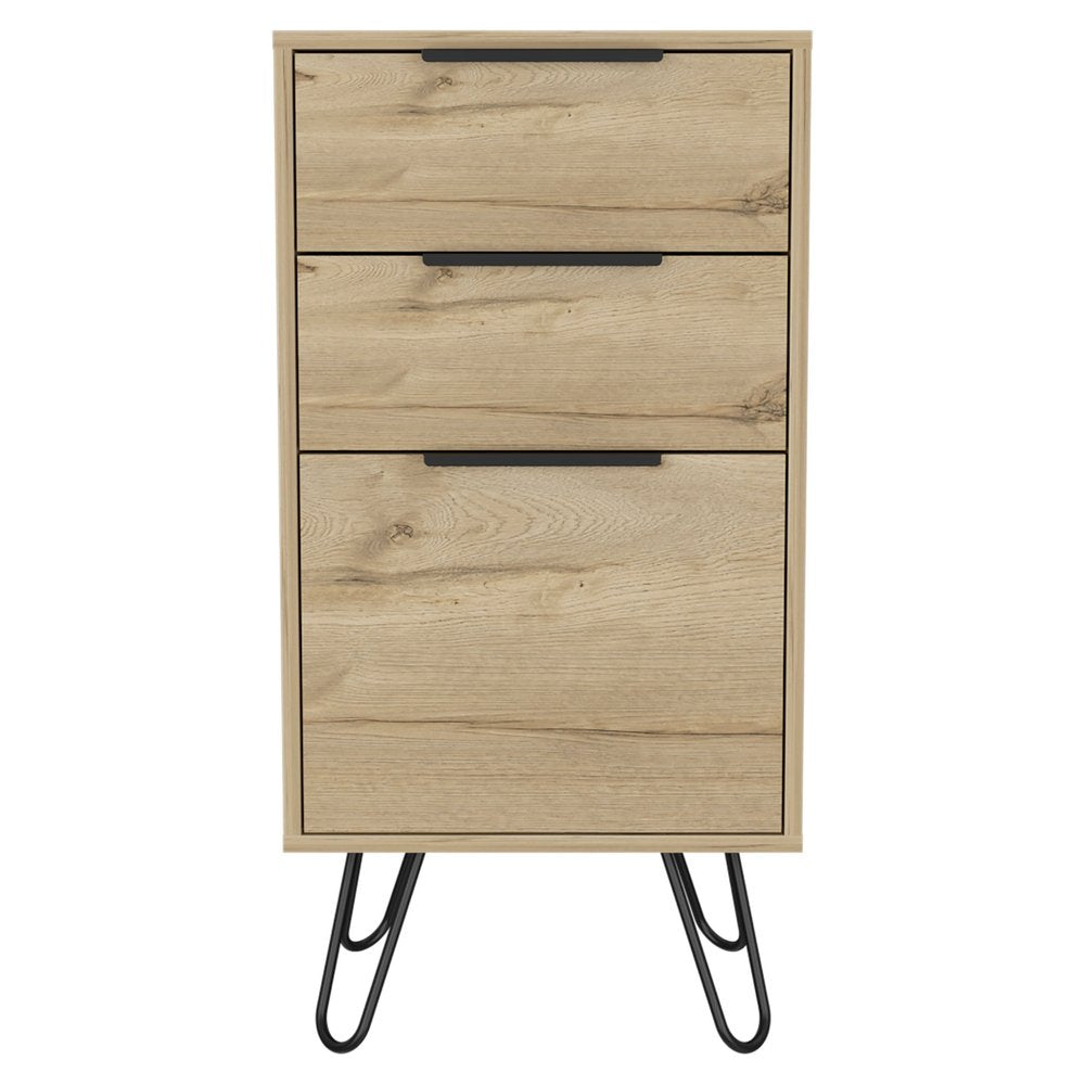 Brown and Black Wood Three Drawer Dresser - 18-inch