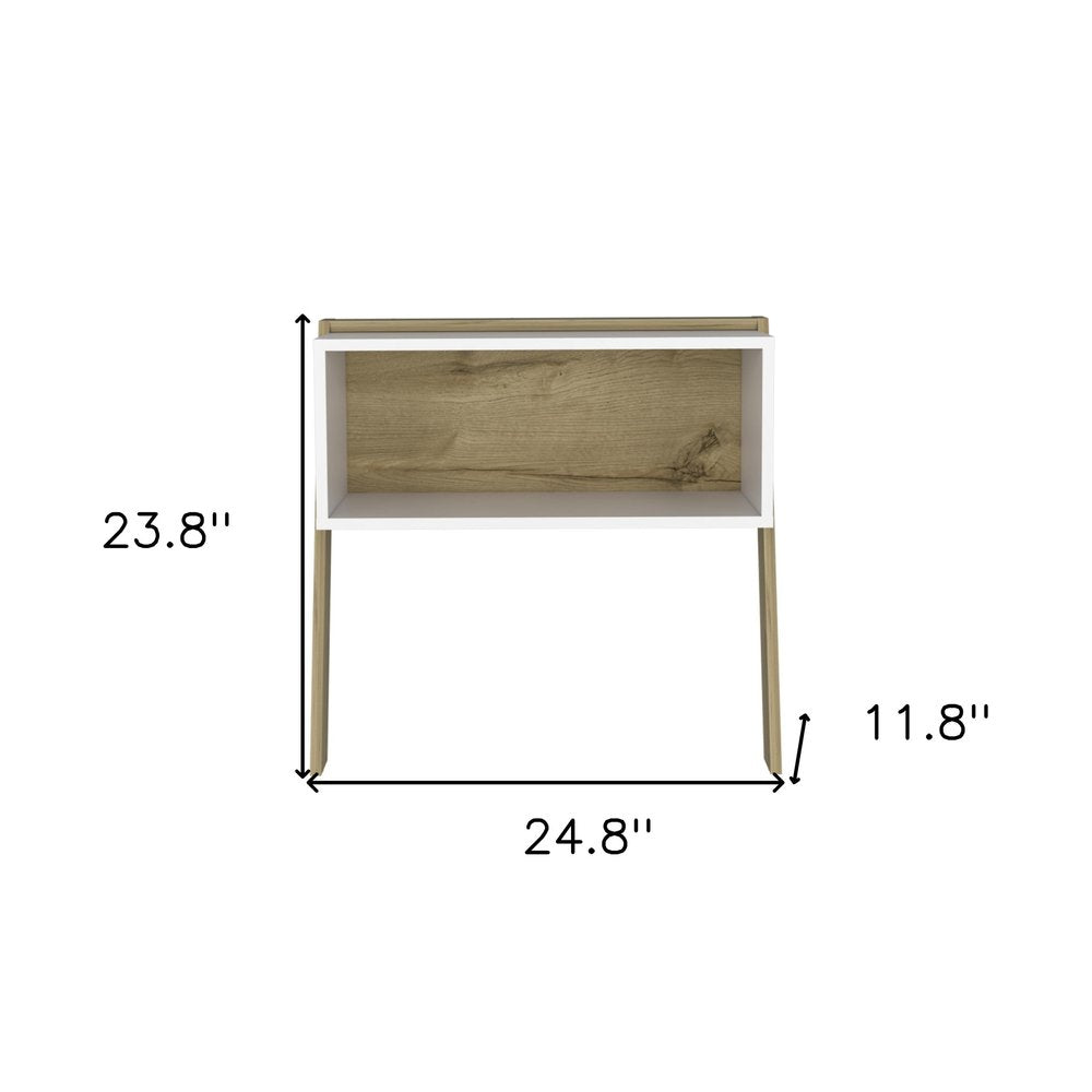 White and Oak Faux Wood Nightstand - 24-inch