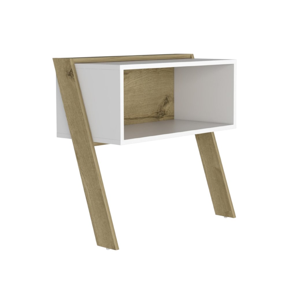White and Oak Faux Wood Nightstand - 24-inch