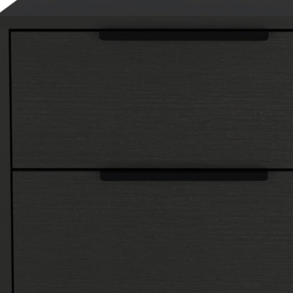 Black Wood Two Drawer Nightstand - 22-inch