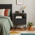 Black Wood One Drawer Nightstand - 22-inch