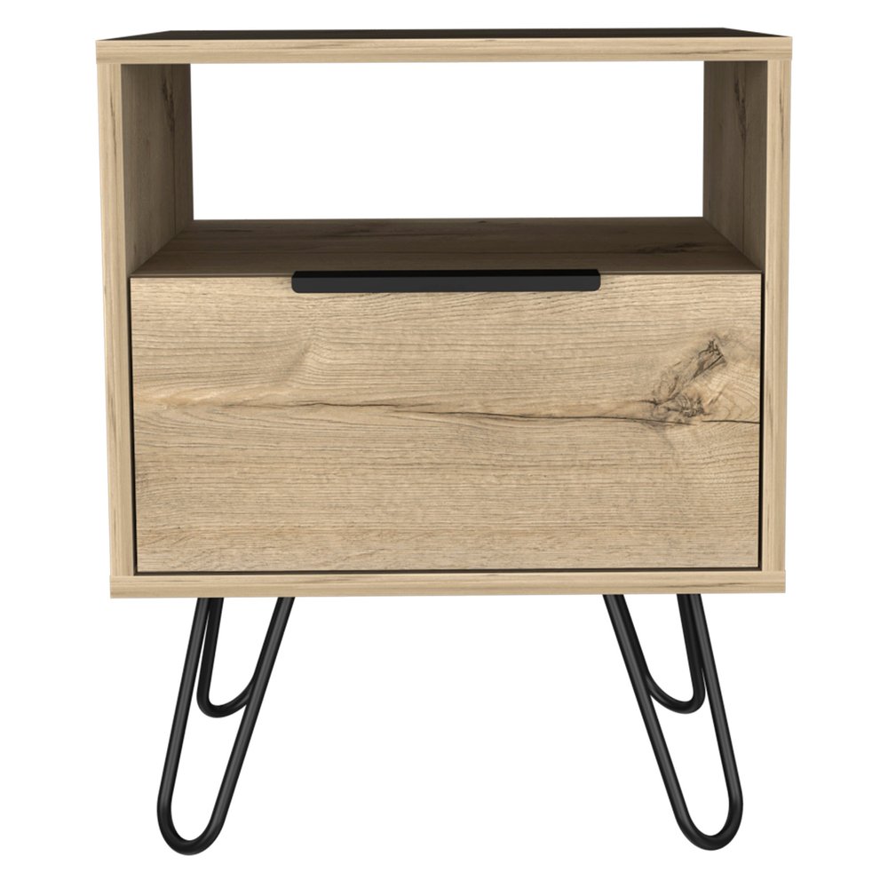 Oak Wood One Drawer Nightstand - 22-inch