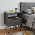 Gray Faux Wood Nightstand with Storage - 22-inch