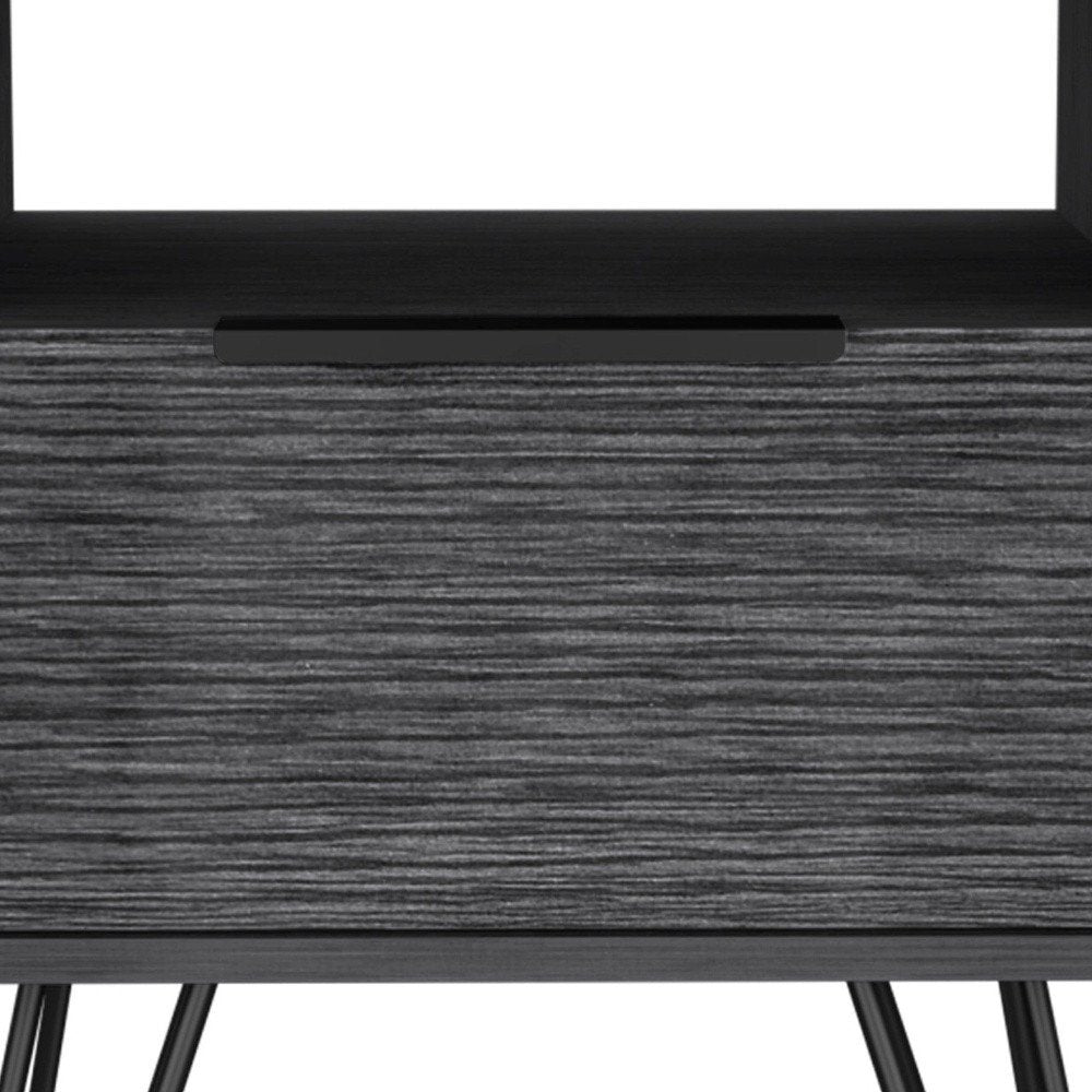 Gray Faux Wood Nightstand with Storage - 22-inch