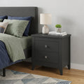 Black Wood Two Drawer Nightstand - 24-inch