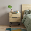 Oak Wood Two Drawer Nightstand - 22-inch