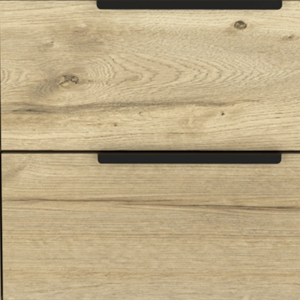 Oak Wood Two Drawer Nightstand - 22-inch