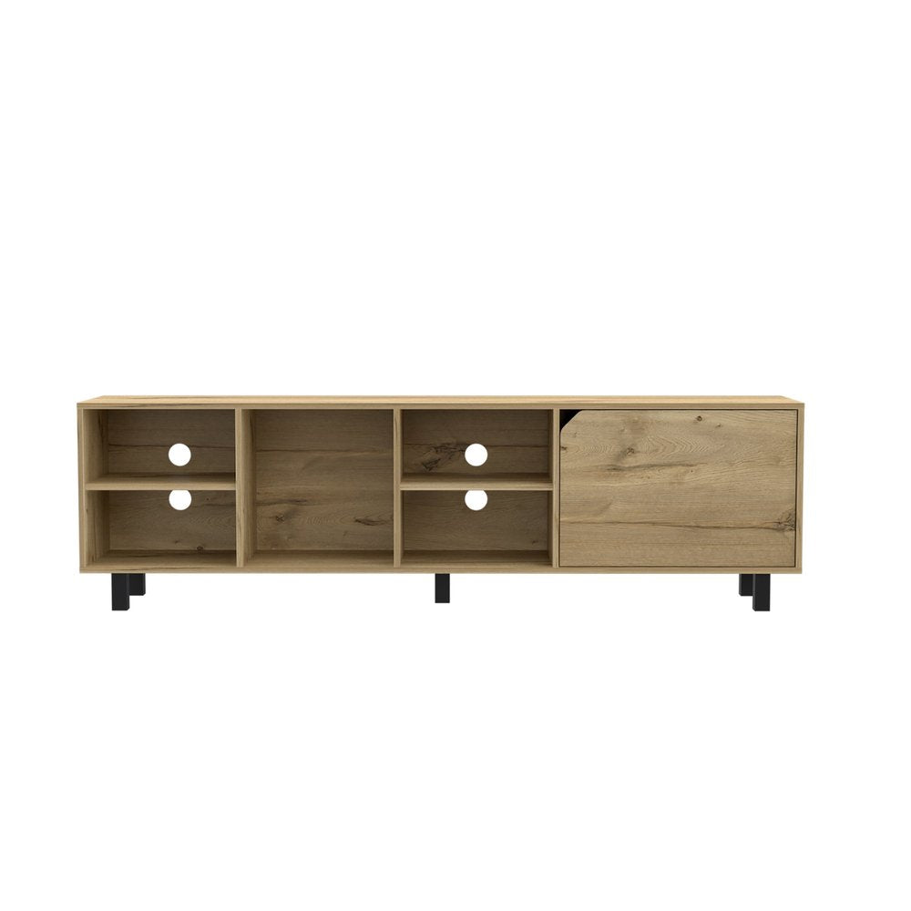 Natural Wood Enclosed and Open Storage TV Stand - 71-inch