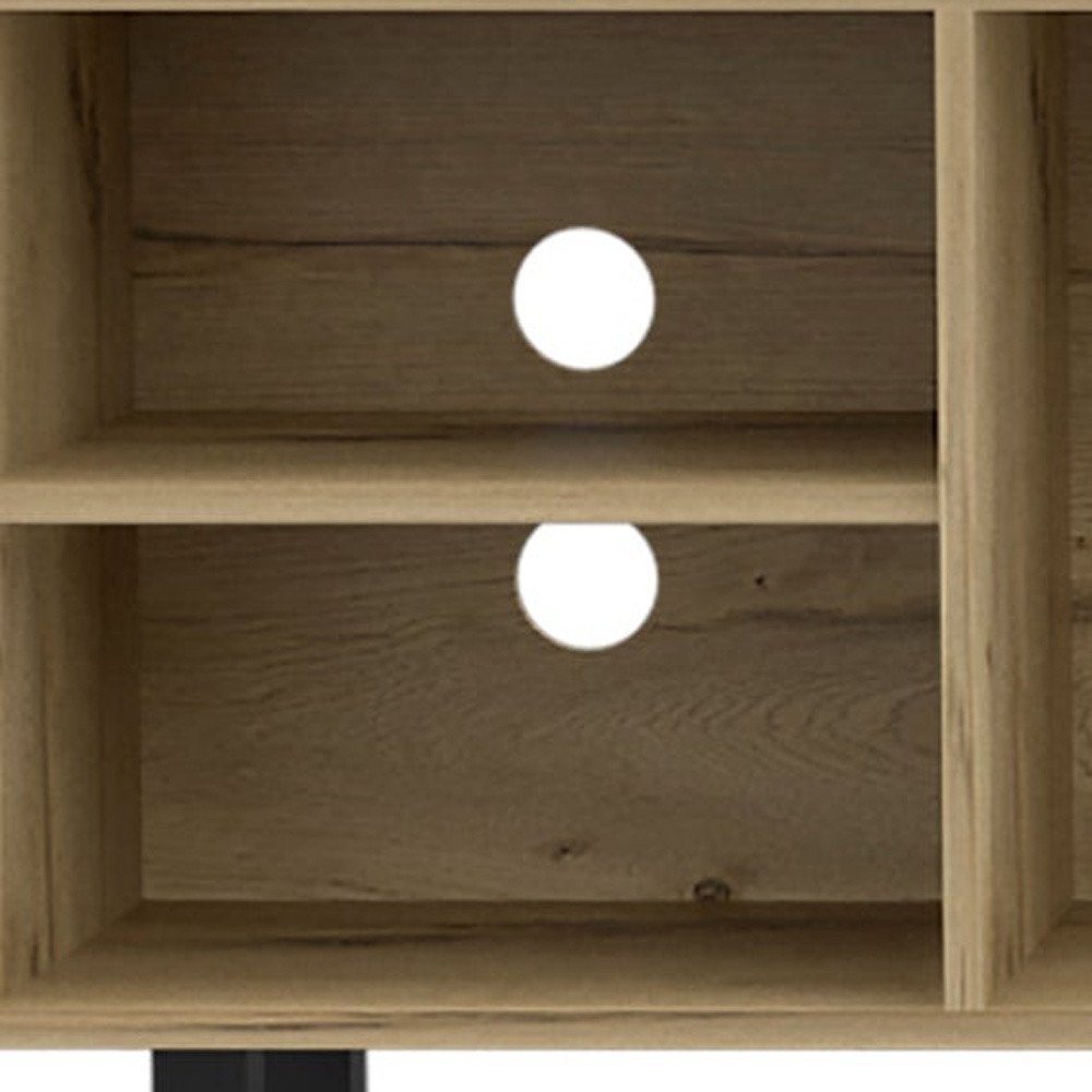Natural Wood Enclosed and Open Storage TV Stand - 71-inch