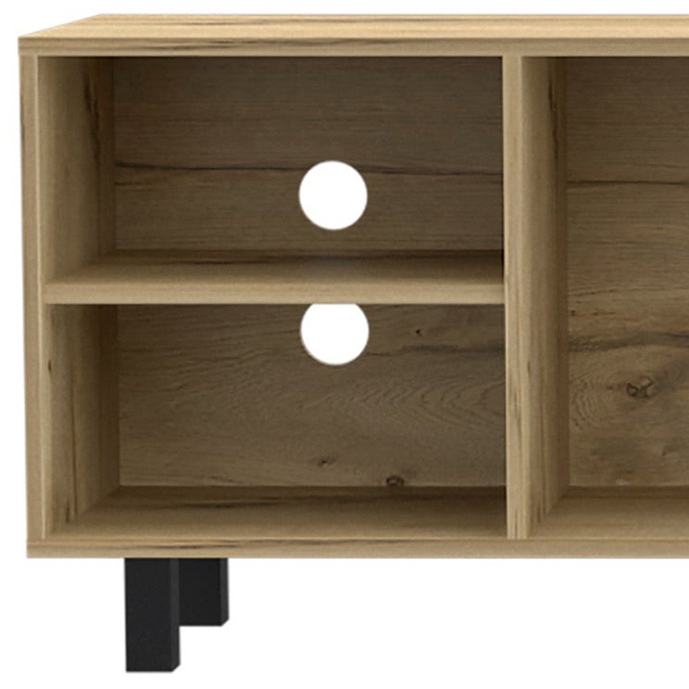 Natural Wood Enclosed and Open Storage TV Stand - 71-inch