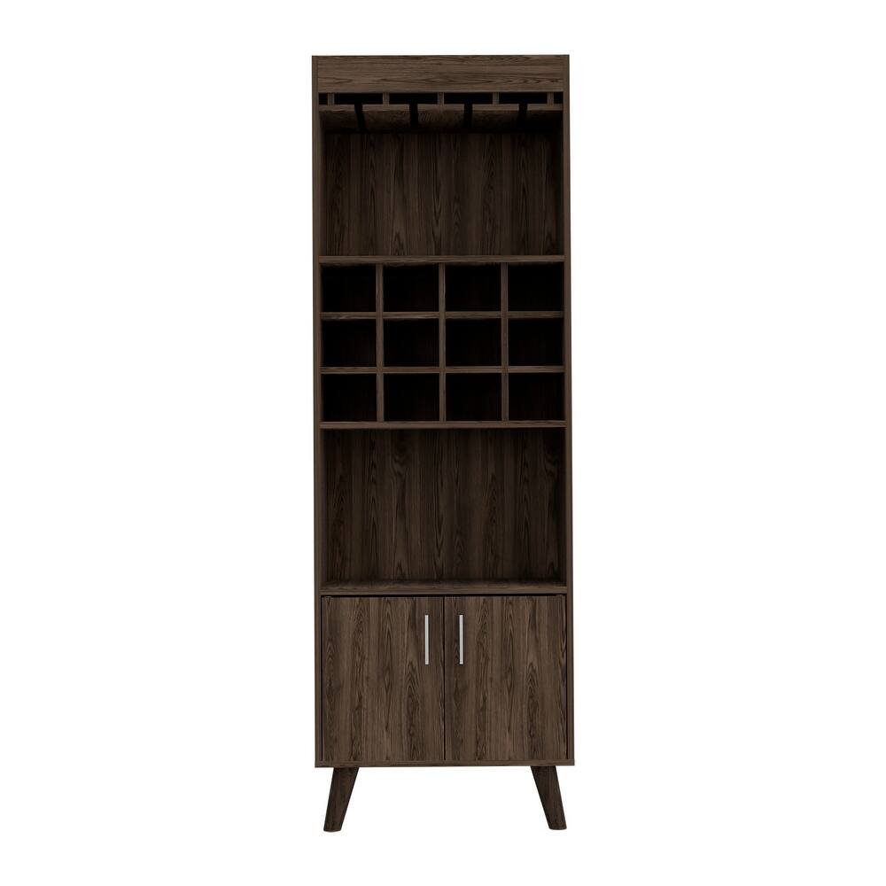 Walnut Wood Bar Cabinet with Two Doors - 24-inch