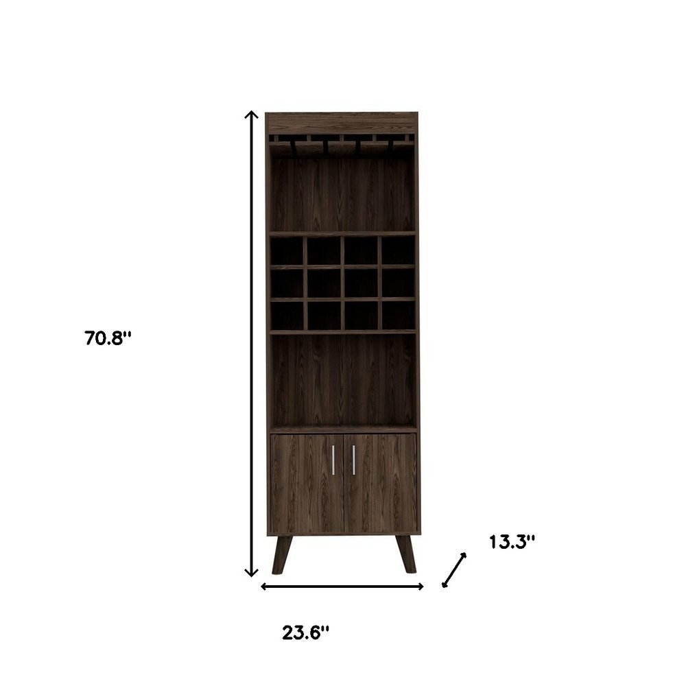 Walnut Wood Bar Cabinet with Two Doors - 24-inch