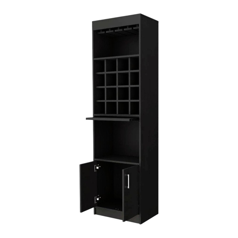 Black Bar Cabinet with Eighteen Shelves - 24-inch