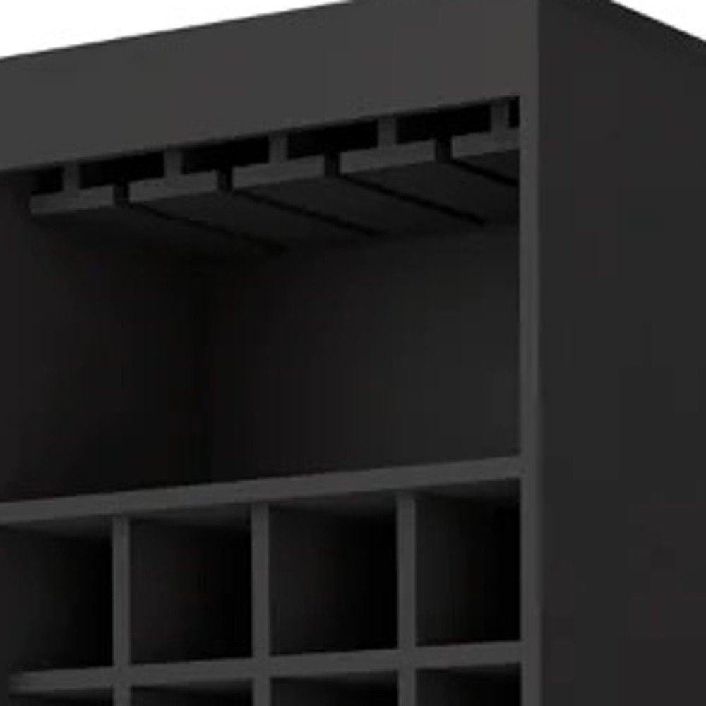 Black Bar Cabinet with Eighteen Shelves - 24-inch