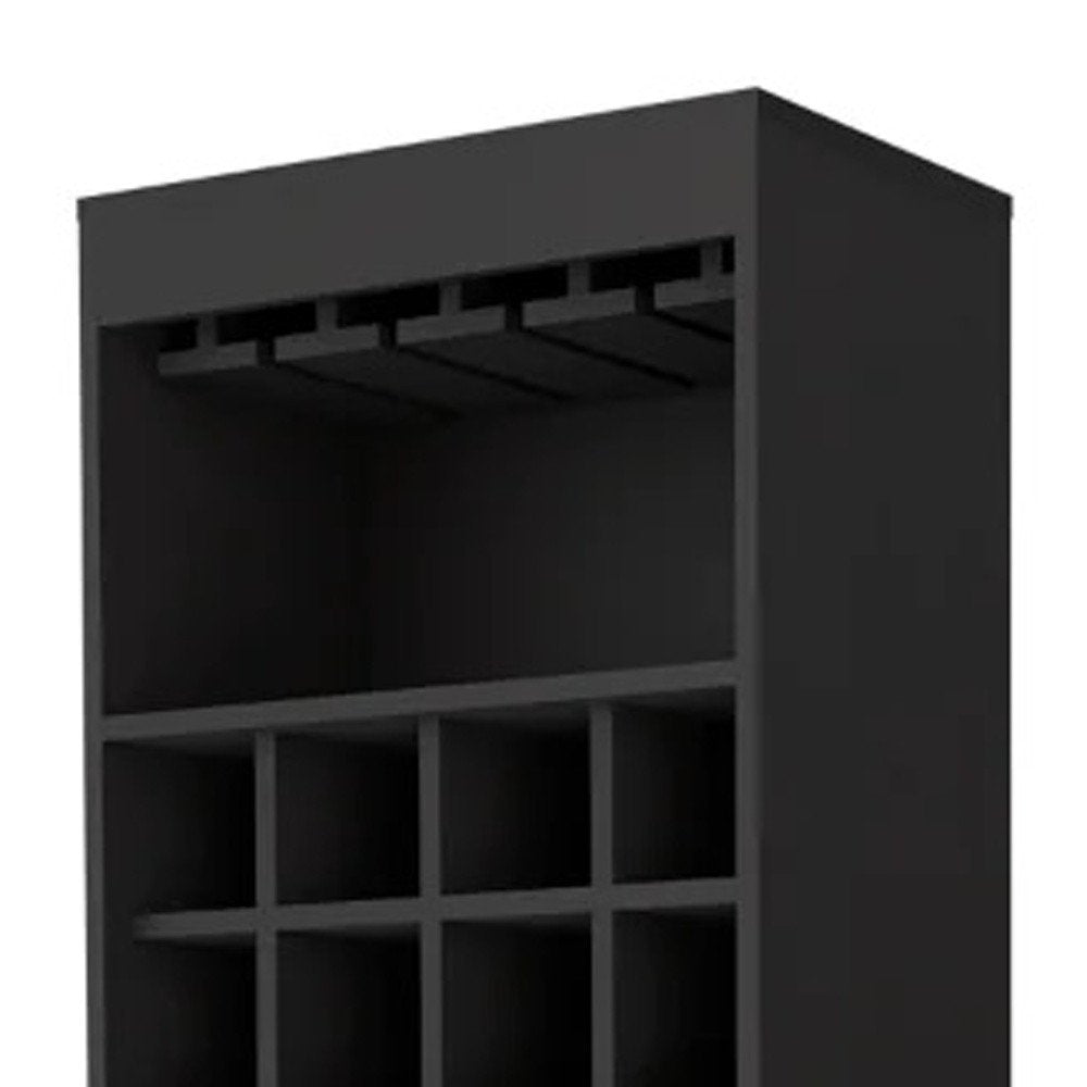 Black Bar Cabinet with Eighteen Shelves - 24-inch