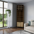 Beige and Mahogany Wood Corner Bar Cabinet with Single Door - 24-inch