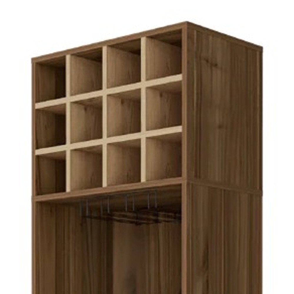 Beige and Mahogany Wood Corner Bar Cabinet with Single Door - 24-inch