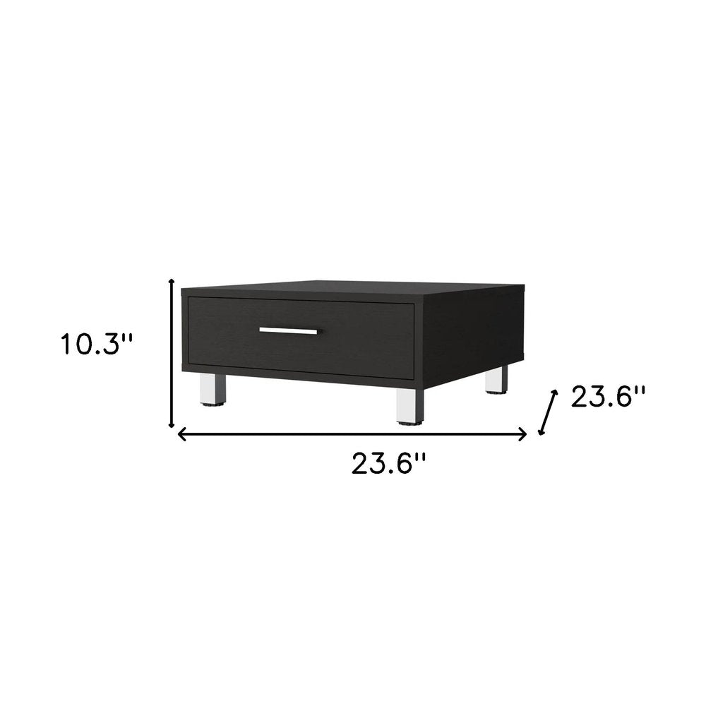Black Coffee Table with Drawer - 24-inch