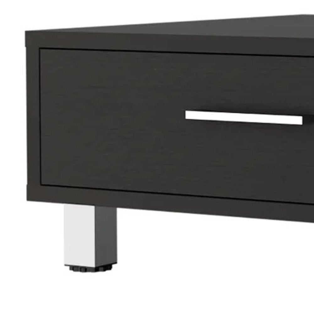 Black Coffee Table with Drawer - 24-inch