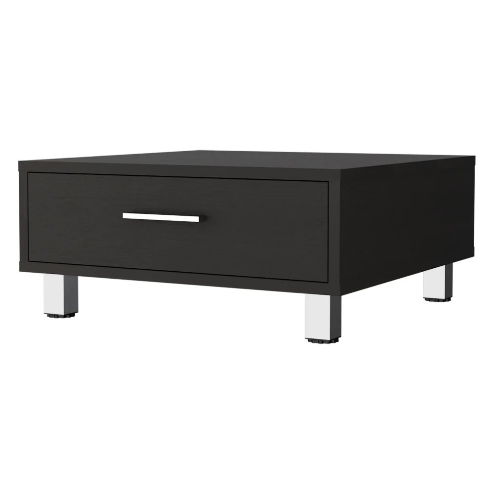 Black Coffee Table with Drawer - 24-inch