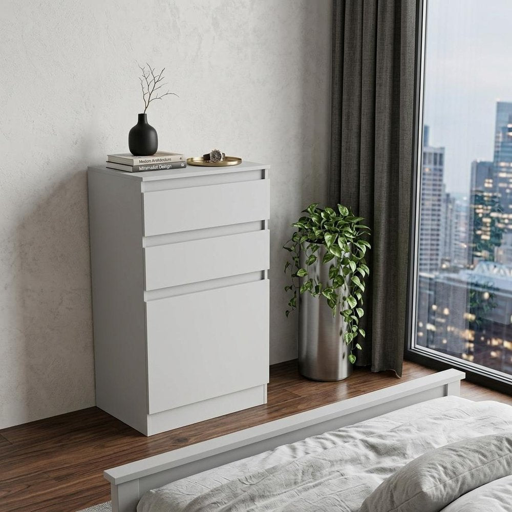 White Wood Two Drawer Dresser - 23-inch