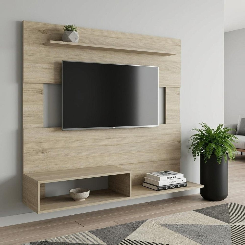 Light Pine Open Shelving Entertainment Center - 55-inch