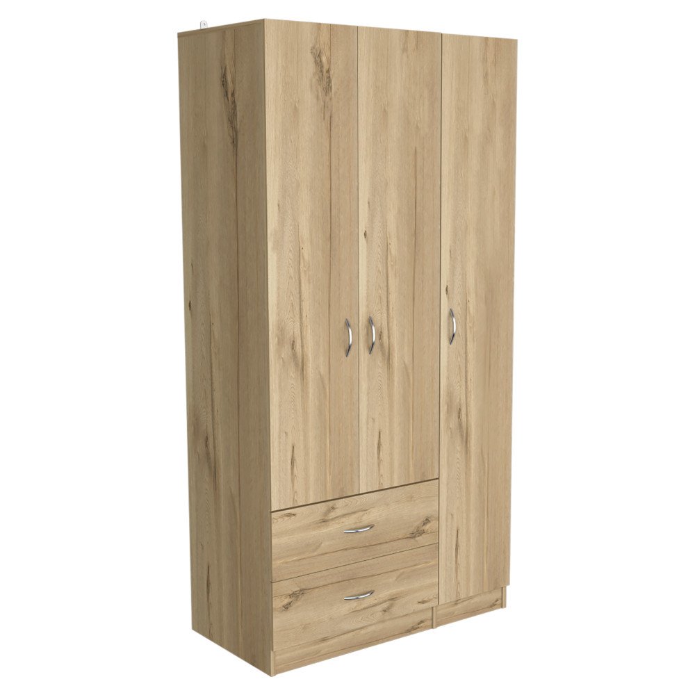 Brown Wood Two Door Two Drawer Combo Dresser - 71-inch