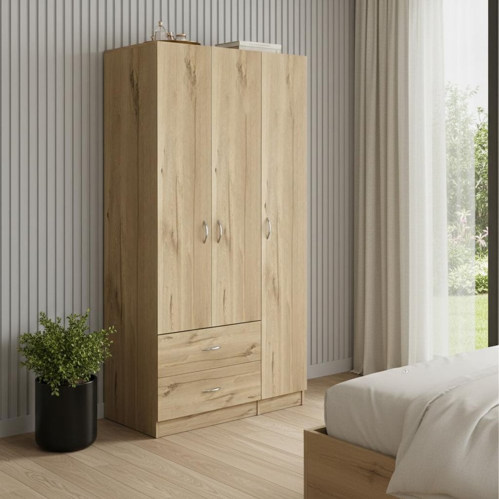 Brown Wood Two Door Two Drawer Combo Dresser - 71-inch