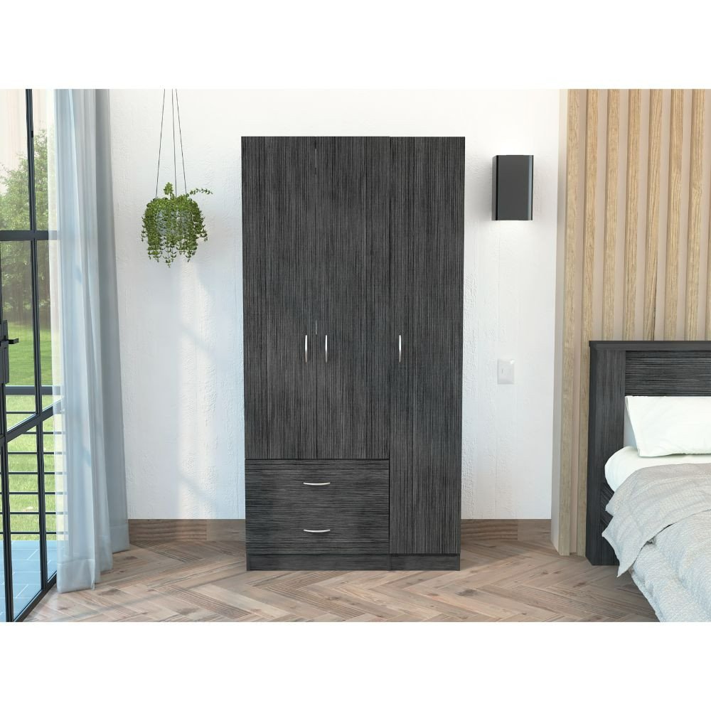 Brown Wood Two Door Two Drawer Combo Dresser - 71-inch