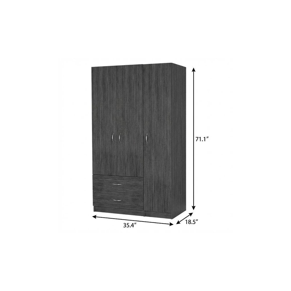 Brown Wood Two Door Two Drawer Combo Dresser - 71-inch