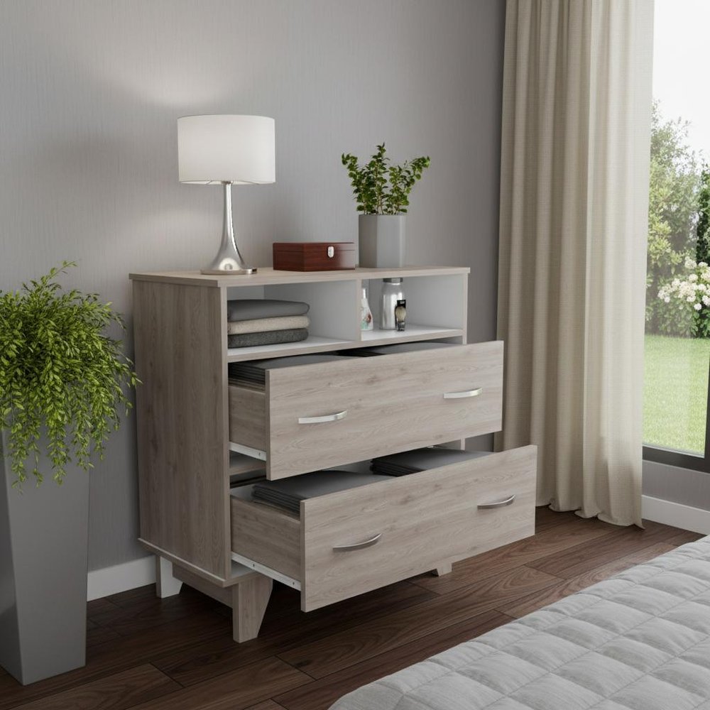 Black Manufactured Wood Two Drawer Dresser - 32-inch