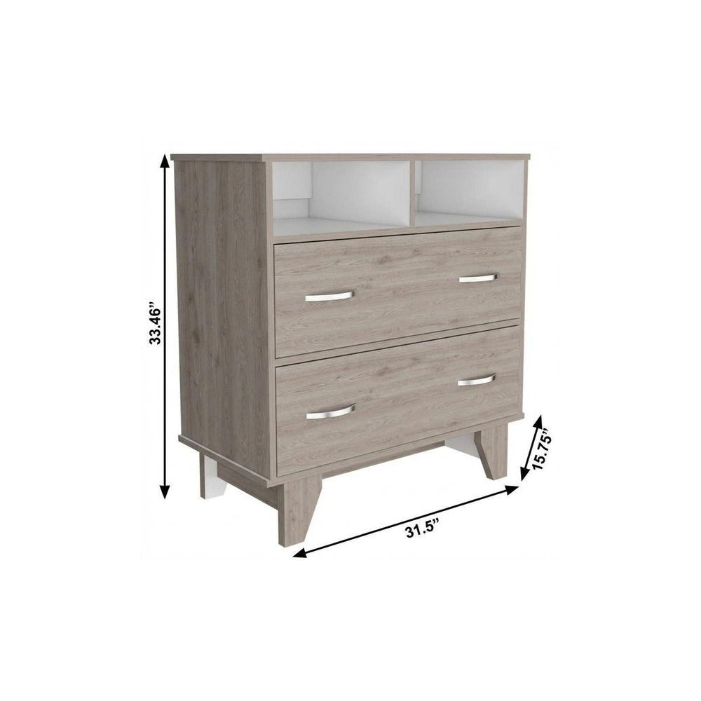 Black Manufactured Wood Two Drawer Dresser - 32-inch