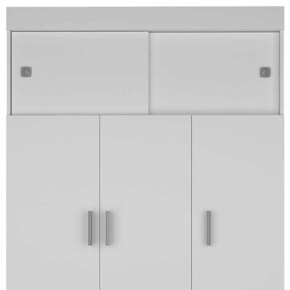 White Wood Three Door Two Drawer Combo Dresser - 73-inch