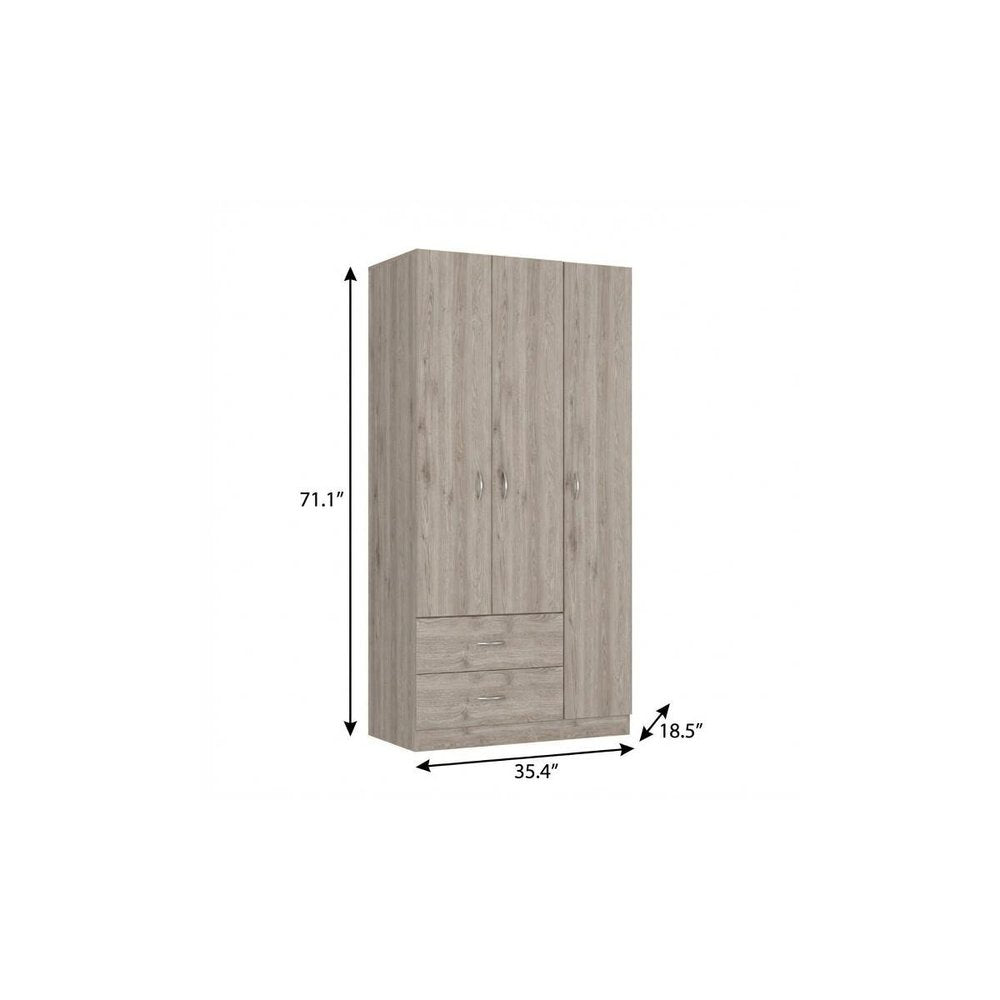 Brown Wood Two Door Two Drawer Combo Dresser - 71-inch