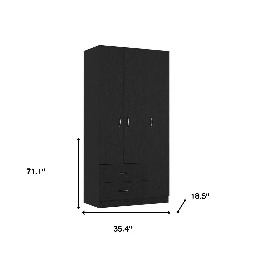 Brown Wood Two Door Two Drawer Combo Dresser - 71-inch