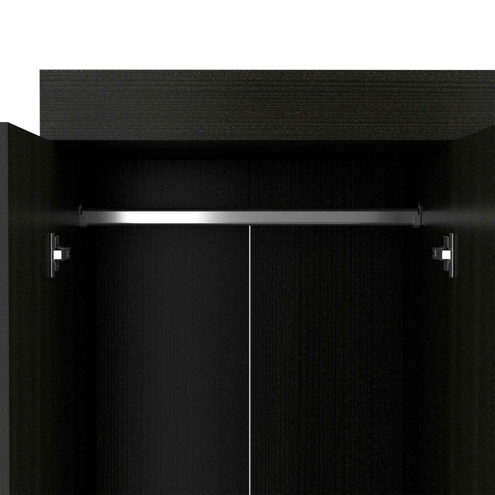 Black Wood Four Door Three Drawer Combo Dresser - 68-inch
