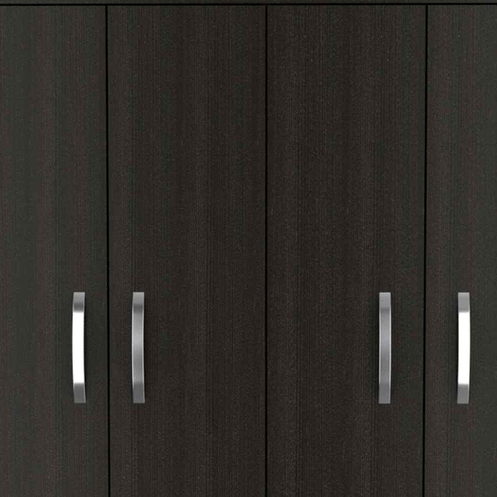 Black Wood Four Door Three Drawer Combo Dresser - 68-inch