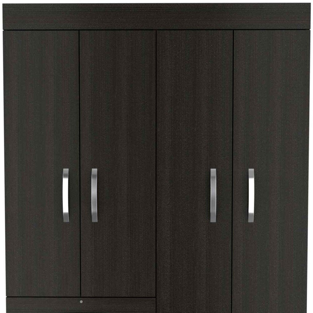 Black Wood Four Door Three Drawer Combo Dresser - 68-inch