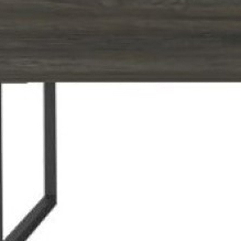 Gray and Onyx Metal Lift Top Coffee Table with Two Shelves - 41-inch