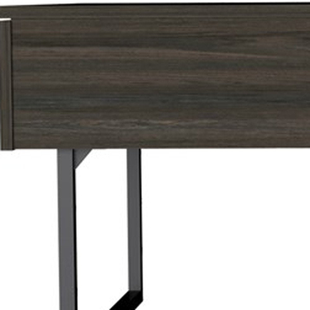 Espresso and Black Metal Lift Top Coffee Table with Drawer - 39-inch