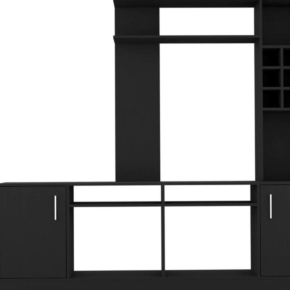 Black Wood Open Shelving Entertainment Center - 78-inch