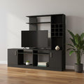 Black Wood Open Shelving Entertainment Center - 78-inch