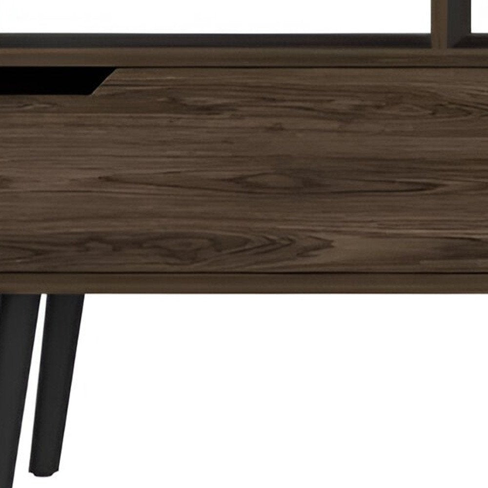 Dark Brown Wood Enclosed and Open Storage TV Stand - 54-inch