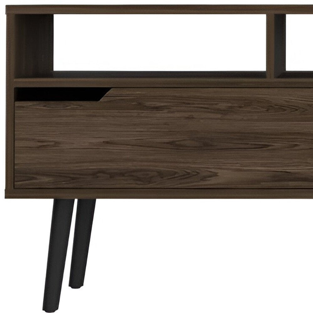 Dark Brown Wood Enclosed and Open Storage TV Stand - 54-inch